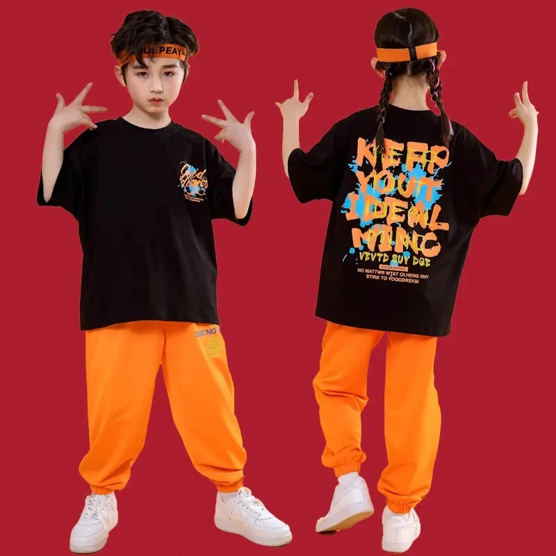 

Children's Street Dance Set Handsome Boy Hip-Hop Fashion Suit Girl Jazz Hiphop Performance June 1st Loose Soft
