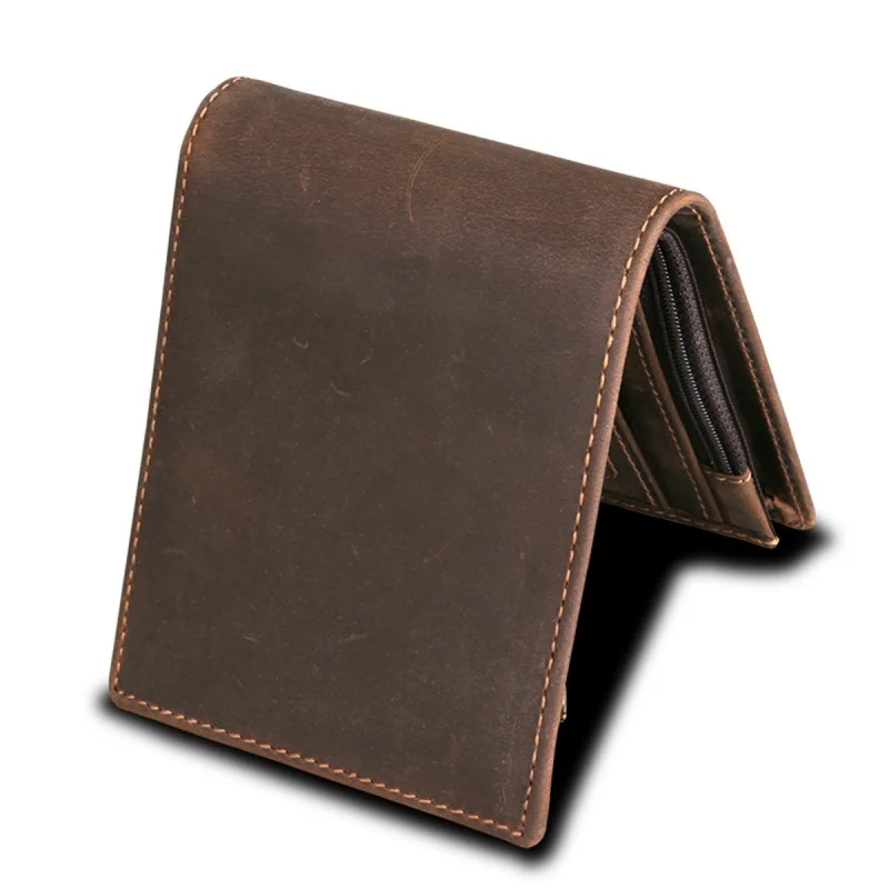 Genuine Cow Leather Men Short Wallet RFID Blocking Male Small Coin Purse Multi Function Card Holders Man Money Wallet