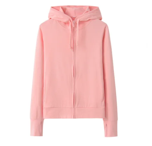 

2022 European And American Spring And Autumn Solid Color Hooded Sweater Zipper Cardigan Fashion Casual Sports Women'S Top