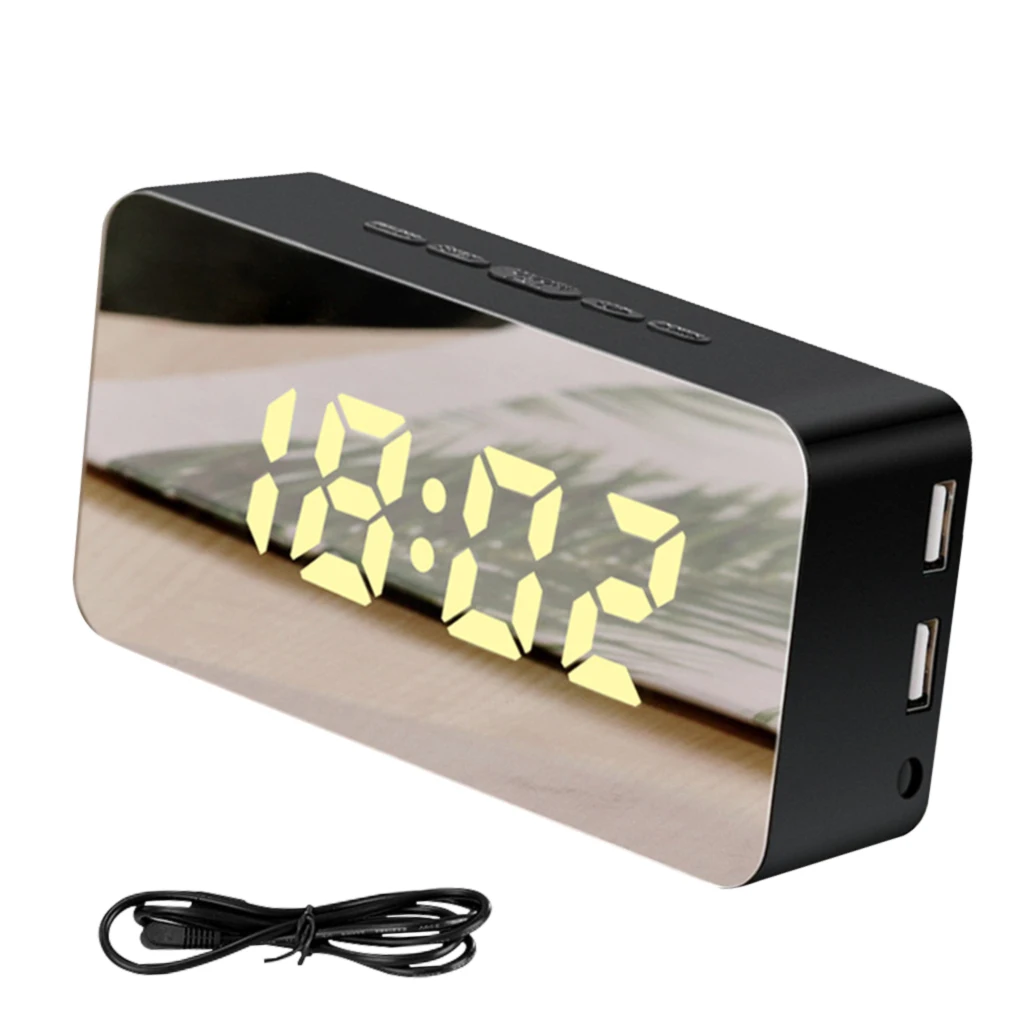 

Мерные часы, цифровое зеркало для макияжа с голосовым управлением, цветные настольные часы с термометром и зарядным устройством для телефо...