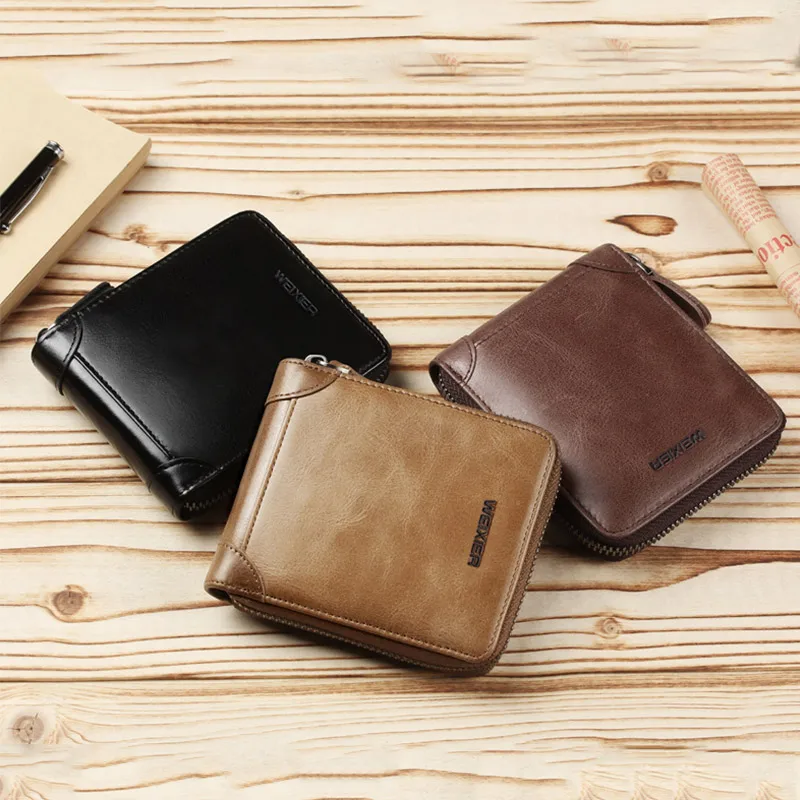 Men's Zipper Wallet Men PU Wallet Photo Holder Bank Card Holder Purse for Male Note Compartment Coin Pocket Wallets purses 2022