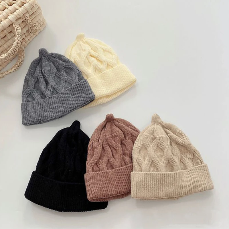 

Теплые детские зимние шапки для детей вязаная шапка однотонная вязаная крючком шапка для маленьких девочек и мальчиков