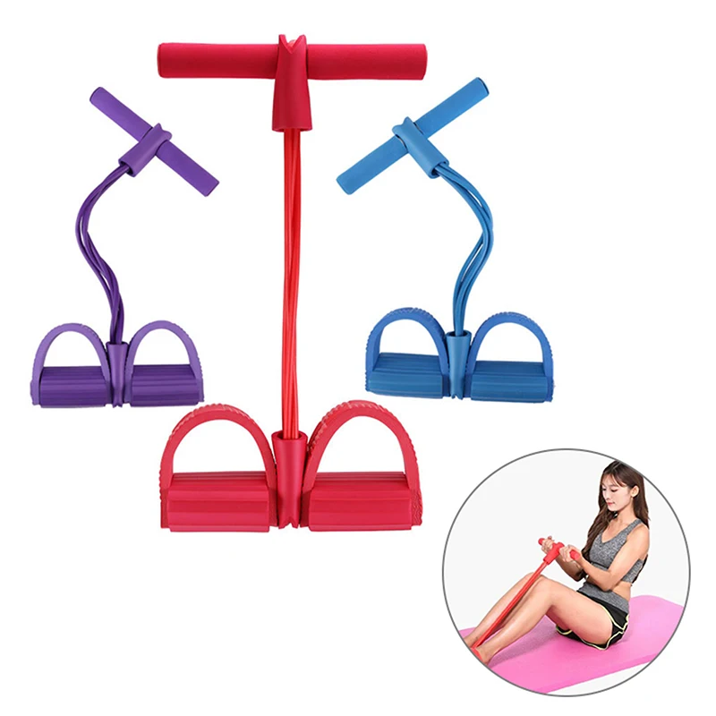 

4 Tube Fitness Resistance Bands Latex Pedal Exerciser Sit-up Pull Rope Expander