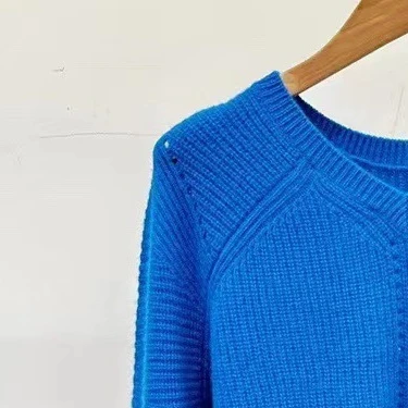 

2023 New Women Sweater Loose Sweater Klein Blue Hollow All-match Knitted Pullover Early Spring