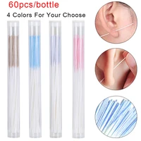 zs 60pcslot pierced ear cleaning set 10cm disposable earrings hole cleaner herbal solution dental floss aftercare tools kit