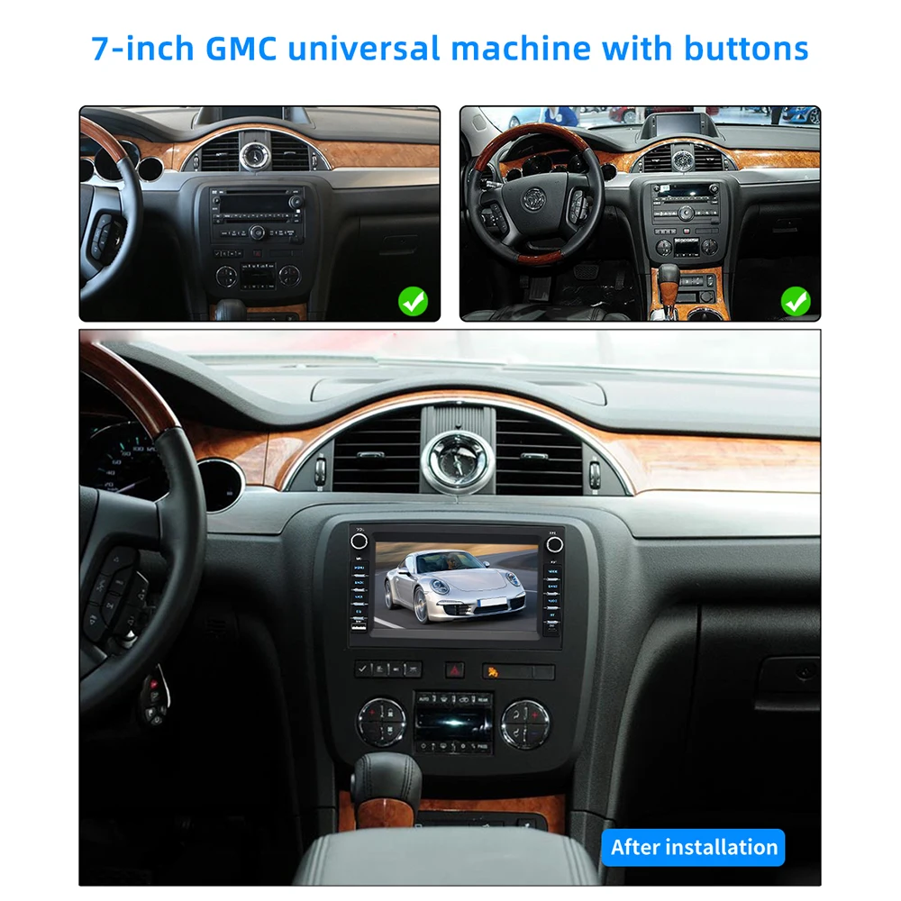 Фото 7-дюймовая автомобильная магнитола Android для GMC 2008-2012 годов выпуска, беспроводной CarPlay, Android Auto, GPS-навигация, Bluetooth, управление с руля №4