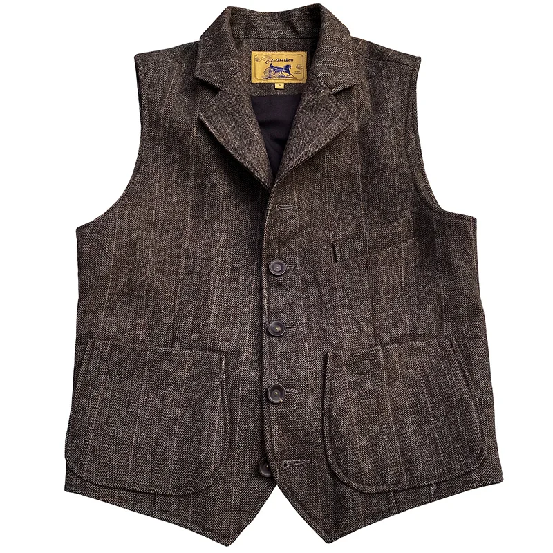 

Men's Vest Classic Herringbone Woolen 1840’s Waistcoat Slim Fit Workwear Vintage Menswear 2023