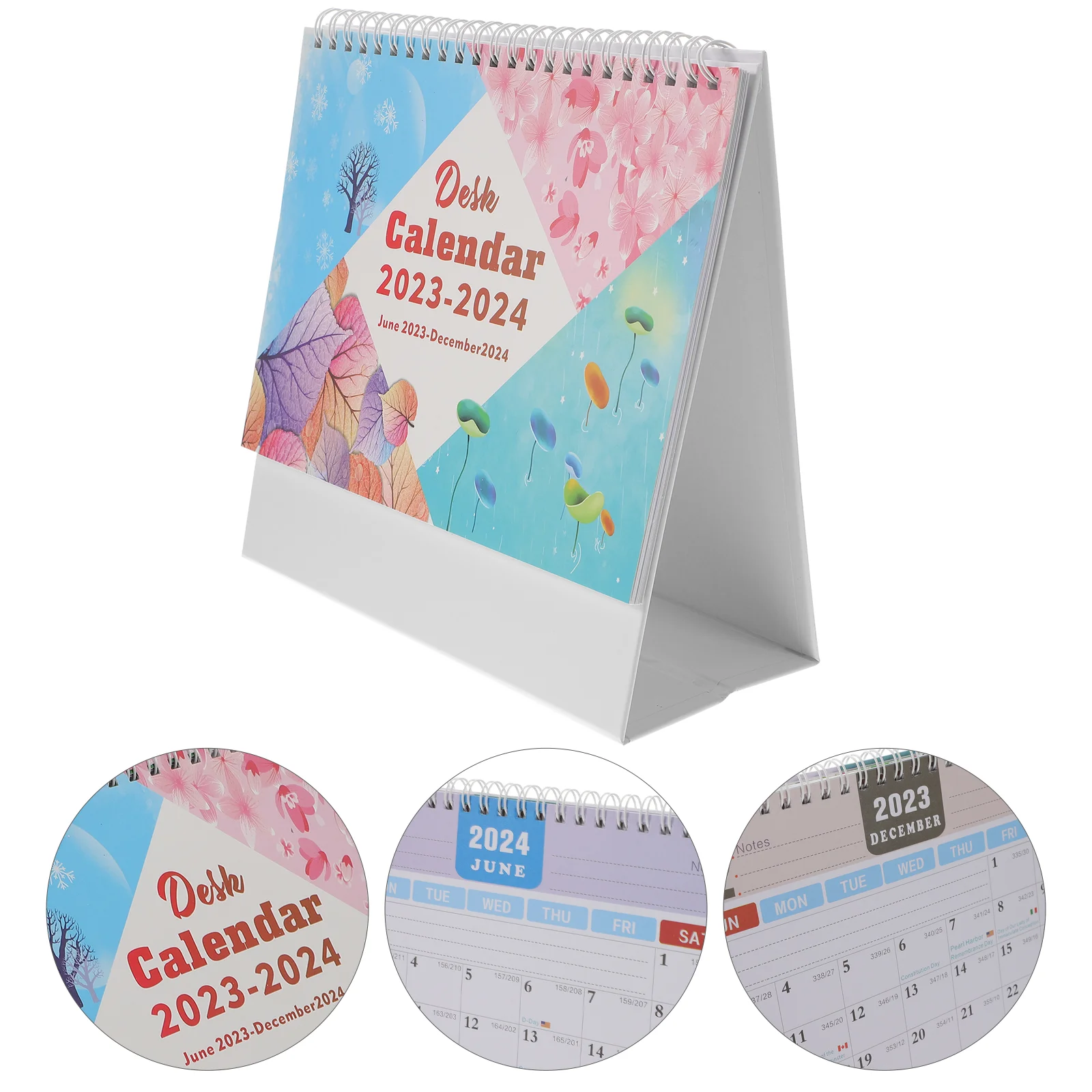 

2024 Desk Calendar Standing Pad Small Desktop Cute Paper Decorative Flip Office