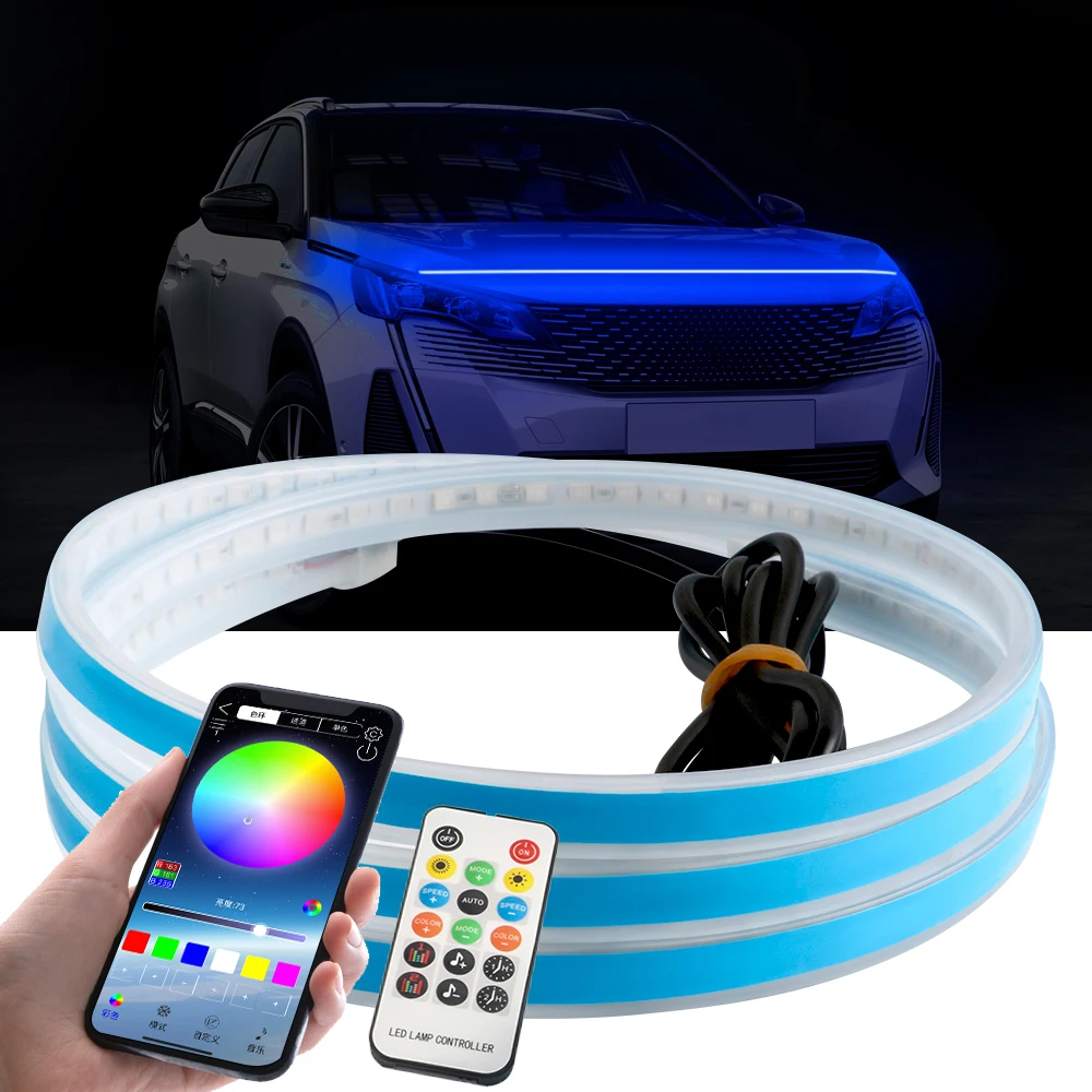 

1pcs Led Car Hood Lights Universal Headlight Strip Flexible Car Decorative Atmosphere Lamps DRL Auto Daytime Running Lights 12V