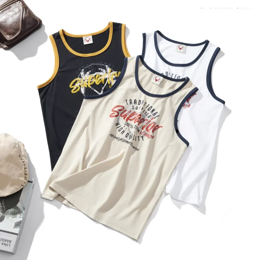 

Cool Japanese Style Summer Sleeveless Cotton T-shirt for Men