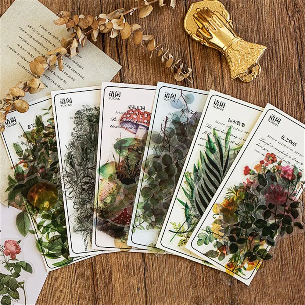 

Stickers Stationery Hand Account Paper Refreshing Plants Flower Sticker Diary Scrapbooking Plants Decor Label Sticker