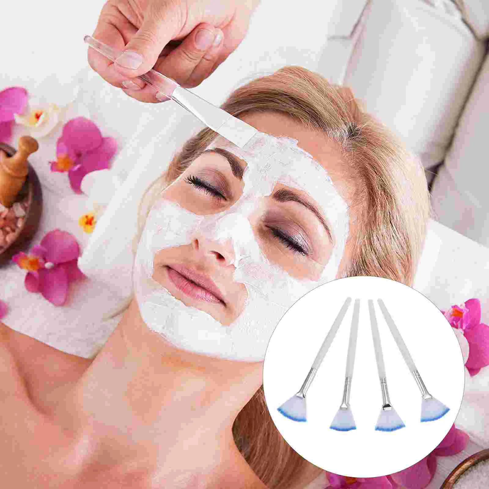 

4PCS Flexible Facial Brushes Clay Brush Beauty Tools Fan Brushes DIY Applicator Fan Brushes for Facials
