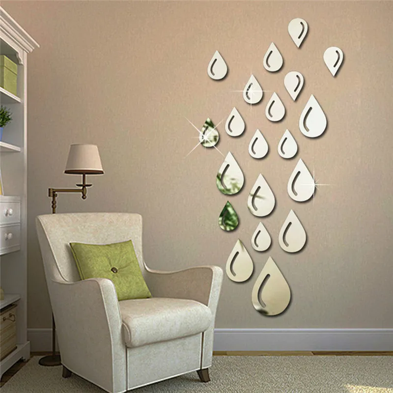 3D акриловая зеркальная Настенная Наклейка с полумесяцем цветком и луной