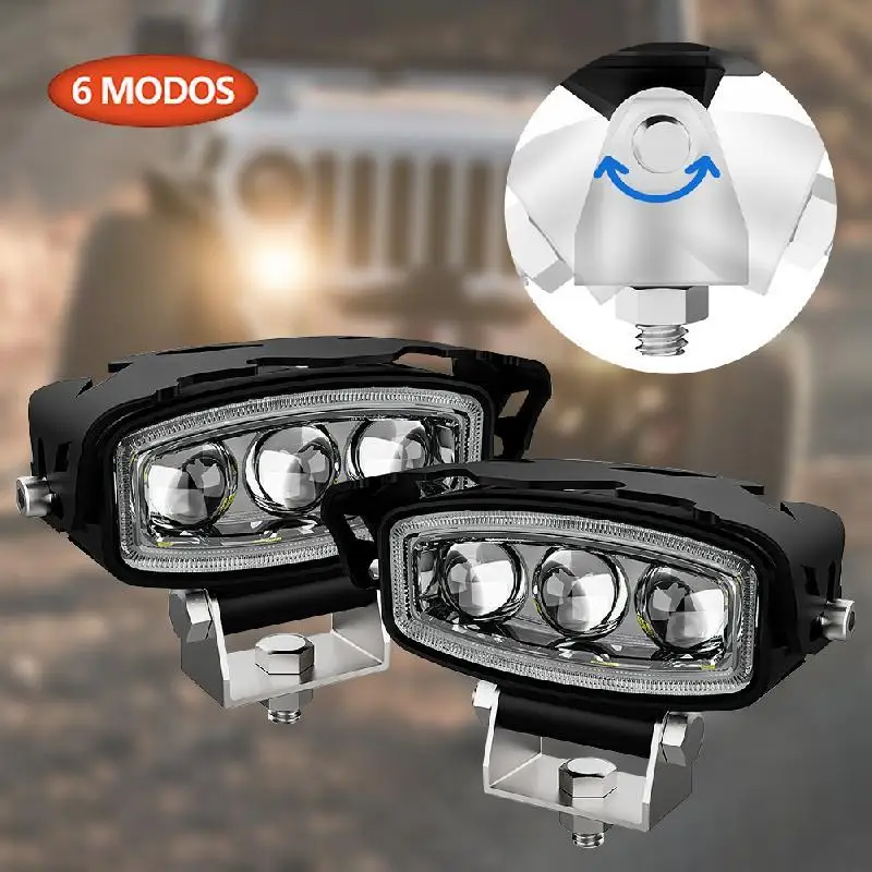 Новый мотоциклетный 6-режимный прожектор 6000K 3000K 18 светодиодный внедорожный