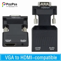 vga to hdmi compatible adapter hd 1080p hdmi compatible to vga video converter with 3 5mm audio cable for pc laptop tv projector
