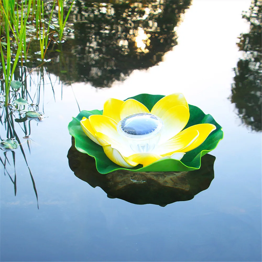 Solar Powered LED Lotus Flower Lamp Water Resistant Outdoor Floating Pond Night-Light For Garden Pool Party Garden Decoration