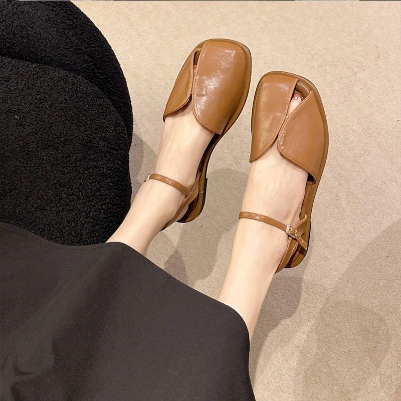 Tulip Sandals Woman Brand Design Floral Bud Shoes Ladies Summer Concise Open Toe Ankle Strap Flat Sandalias De Mujer