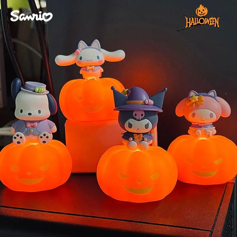 

Sanrio Halloween Kuromi Night Lamp Cinnamoroll Pochacco Melody Cartoon Pumpkin Desk Lamp Decorative Chilren Girl Birthday Gift