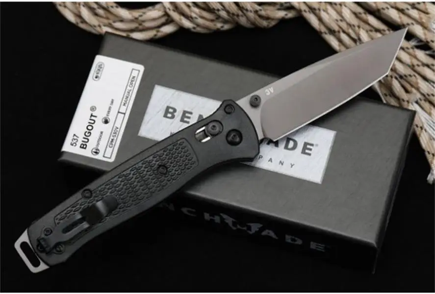 

D2 Blade Tactical Folding Knife Nylon Glass Fiber Handle Benchmade 537 Outdoor Survival Self Defense Pocket Military Knives