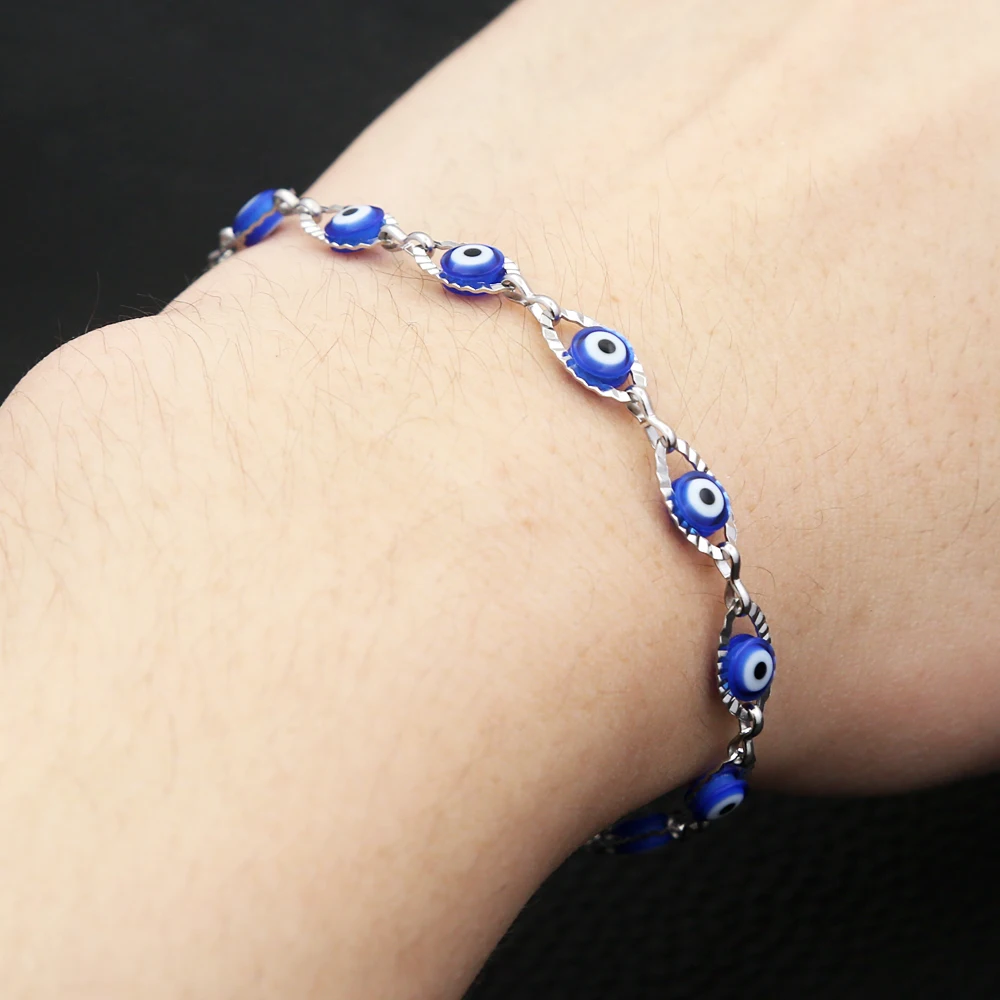 Новые простые турецкие браслеты Lucky Evil Eye из нержавеющей стали для женщин и мужчин, амулет в стиле панк, модные украшения, подарки для пар, дропшиппинг (art.: 3920cd0ec507c) - 3920cd0ec507c