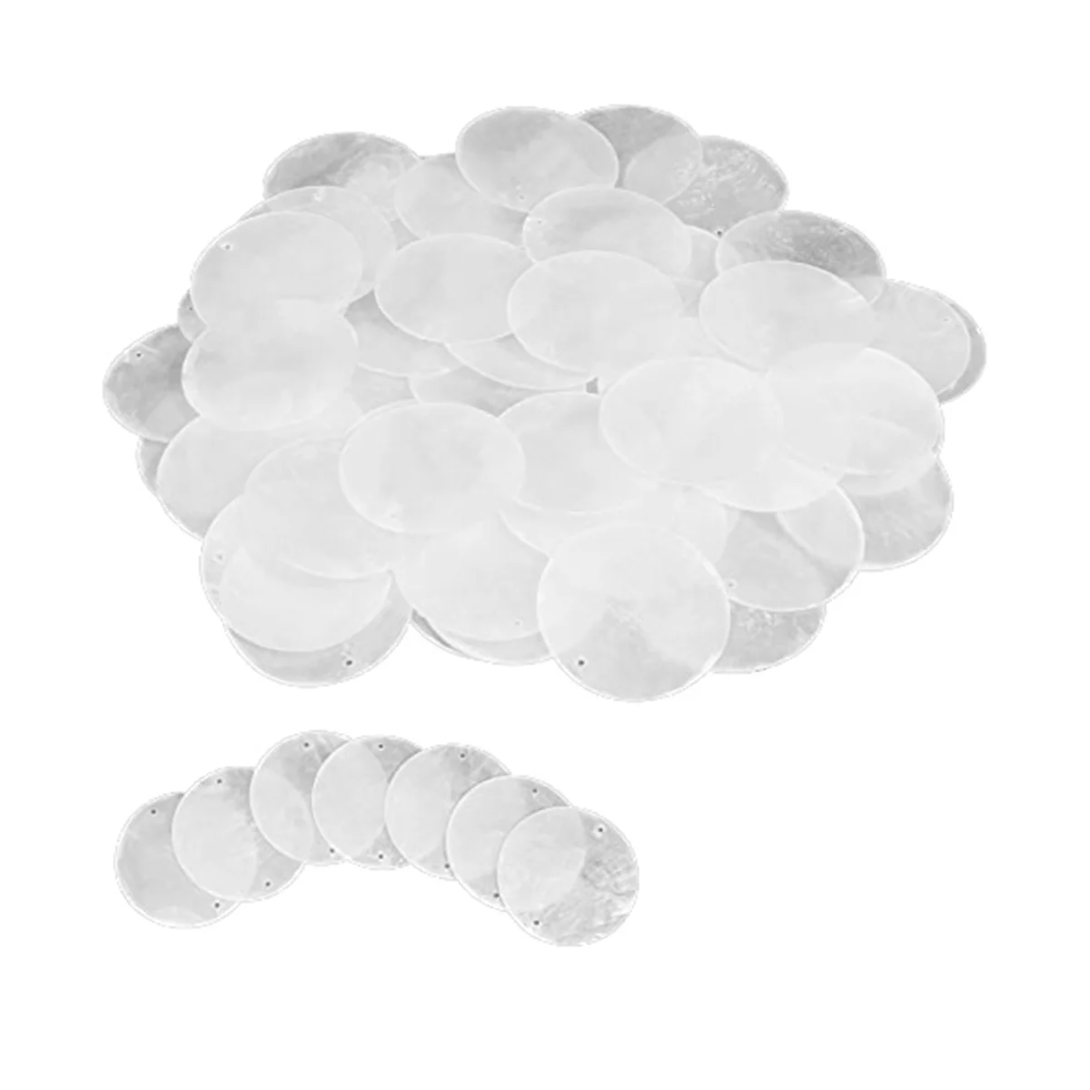 

60 Pcs 2 Inch Round Capiz Shells with 2 Holes Round Natural Shell White Shells for Wind Chimes Jewelry Making Home Decor