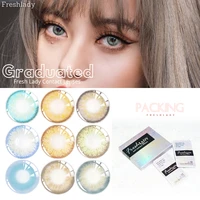 Freshlady Color Contact Lenses With Diopters For Eyes Lens Container Colored Lens Halloween 1pair Natural Blue Beautiful Pupils
