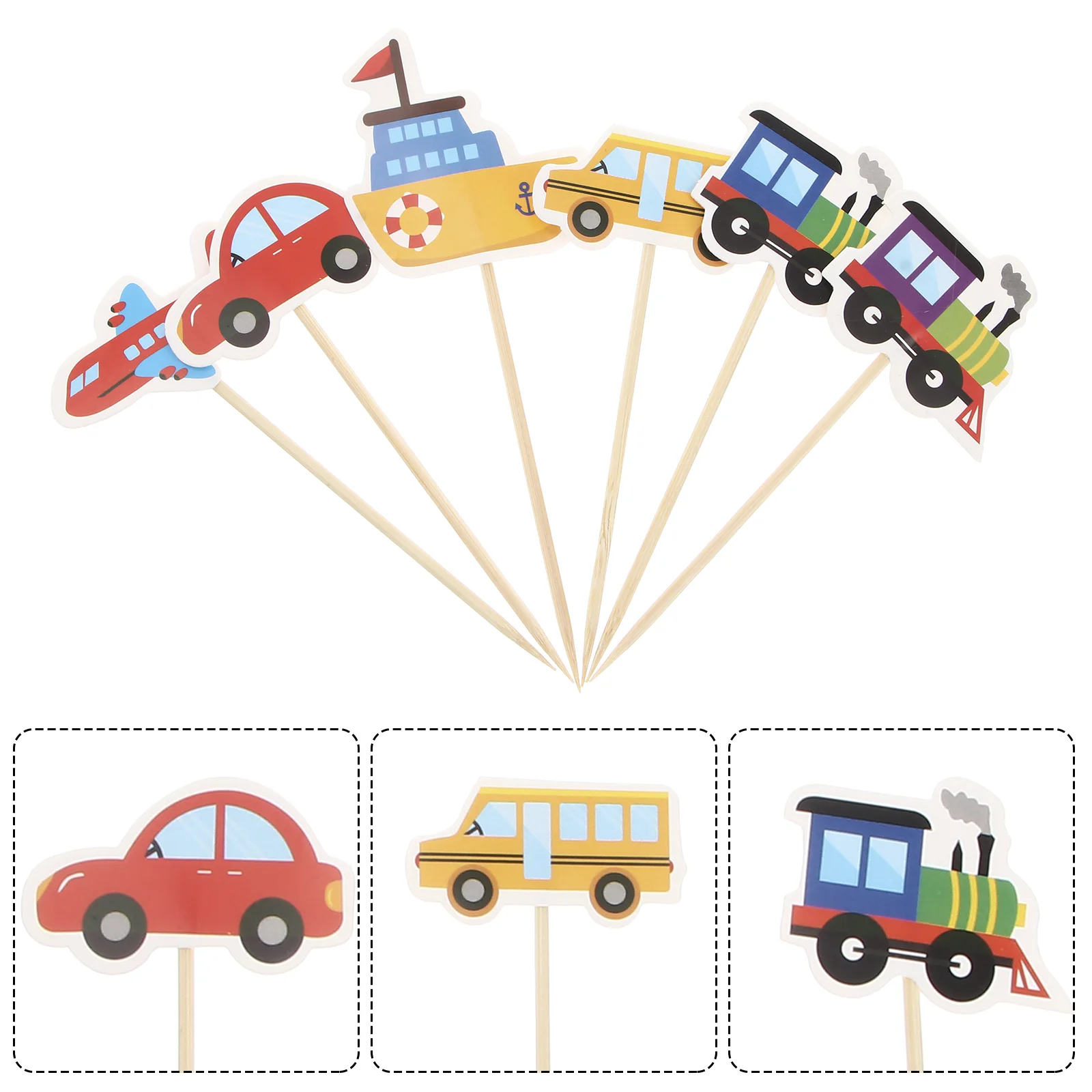 

40 Pieces Car Trim Christmas Cupcake Topper Traffic Cake Inserts Cupcakes Novelty Dessert Cards