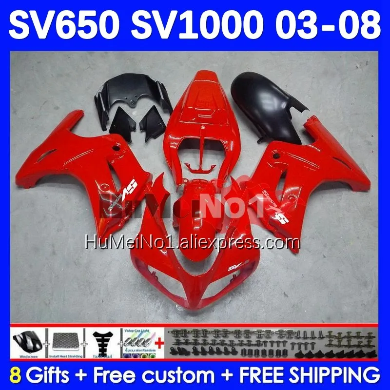 

SV1000S For SUZUKI SV650S SV650 SV1000 S 26No.1 SV 650S 1000S 03 04 05 06 07 08 2003 2005 2006 2007 2008 Fairings red glossy