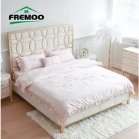 solid wood structure upholstered twin modern simple high quality wedding soft bed fashionable confortable lit 2 personnes