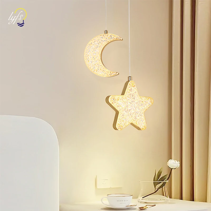 

Стандартная Подвесная лампа, Подвесная лампа в скандинавском стиле для украшения дома, гостиной, спальни, прикроватного столика, Луны, звезды