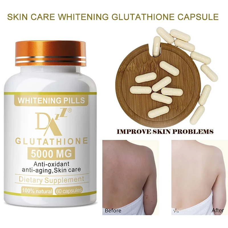 

2 bottles 5000 mg Glutathione Capsules Whitening Anti-Wrinkle Anti-Aging Blackhead Removal Antioxidant Dietary Supplement