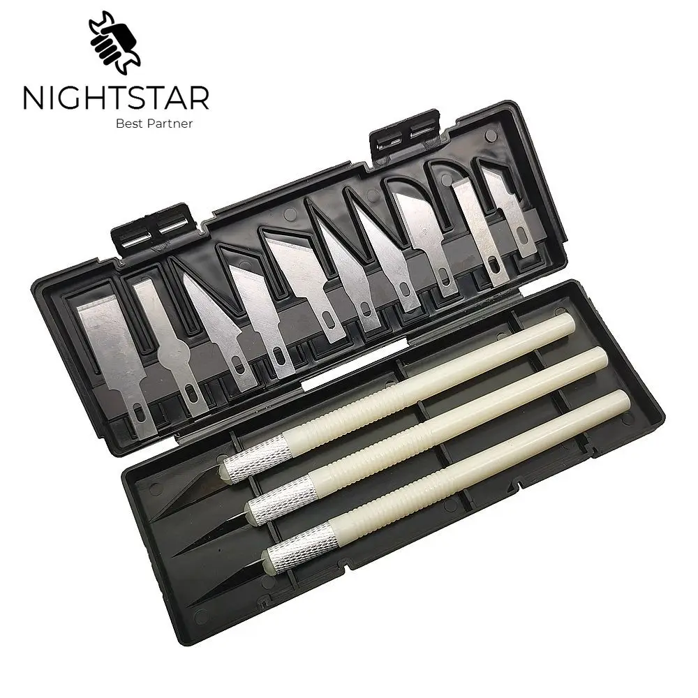 

13Pcs Non-Slip Metal Scalpel Knife Tools Kit Cutter Engraving Craft Knives for Mobile Phone PCB DIY Repair Hand Tools