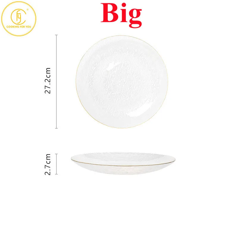 Household Glass Round Serving Plate Restaurant Dessert Fruit Snacks Bread Tray Kitchen Specialty Plates Tableware Dinnerware |