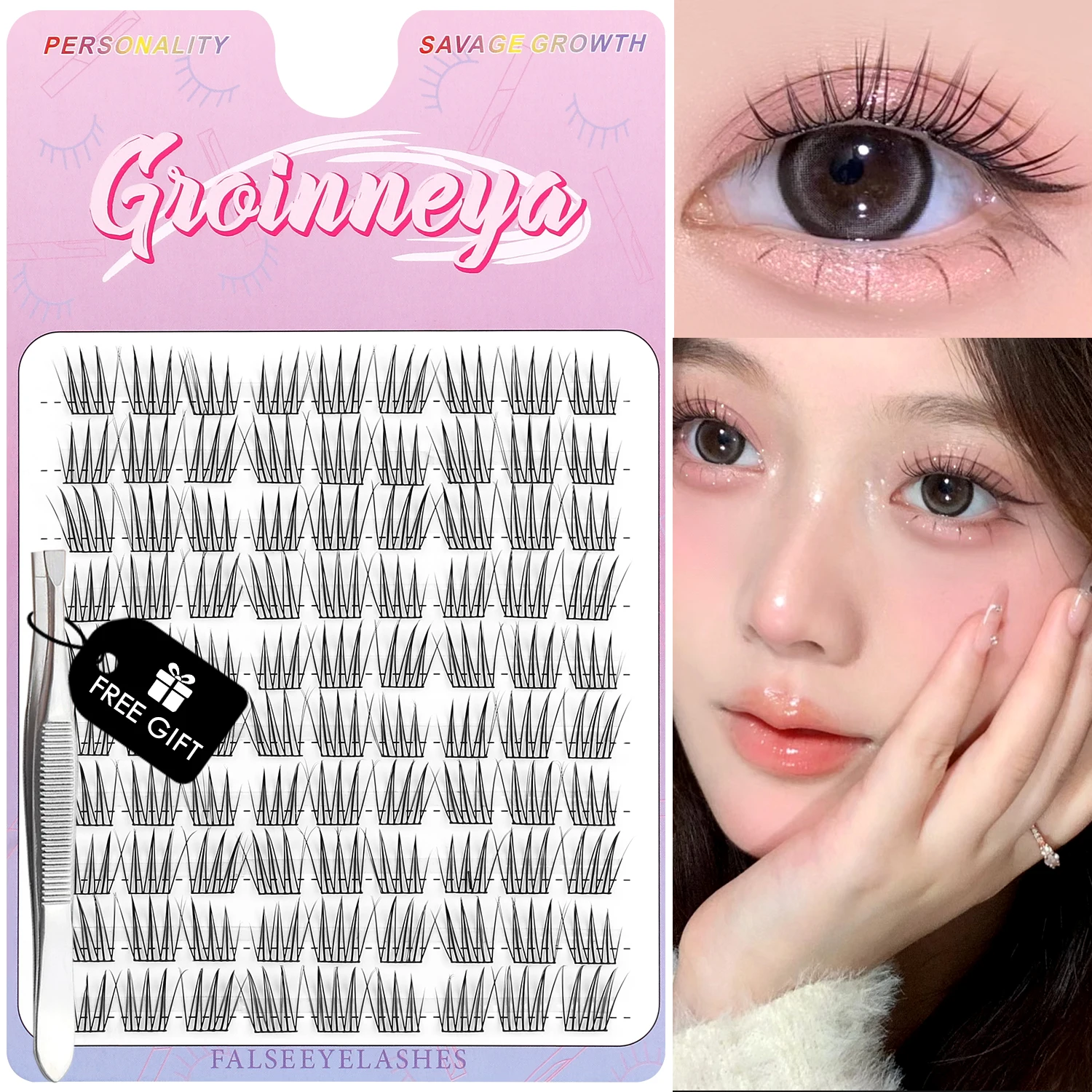 GROINNEYA DIY Lashes Extension Kit Cute Cat Paw Fa