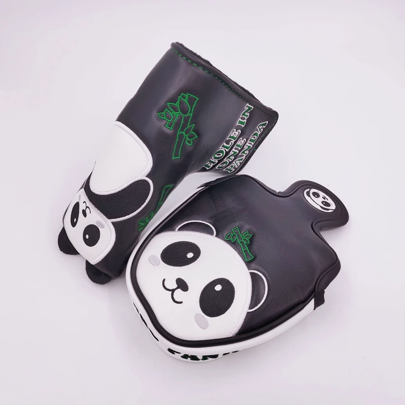 

Panda Golf Putter Cover L-shaped Ball Head Cover Waterproof PU Club Protective Cover Large Half Round Putter Cap Cover