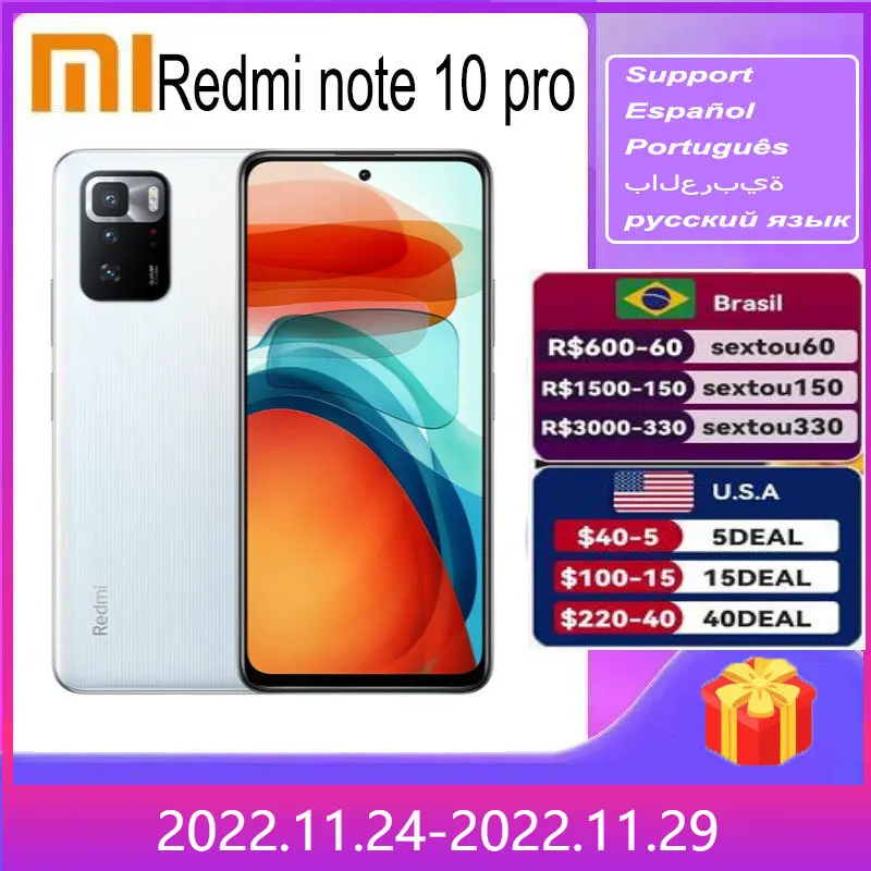 

Смартфон xiaomi redmi note 10 pro, 1100 дюйма, 5000 мАч, 67 Вт, android MediaTek MT6891Z
