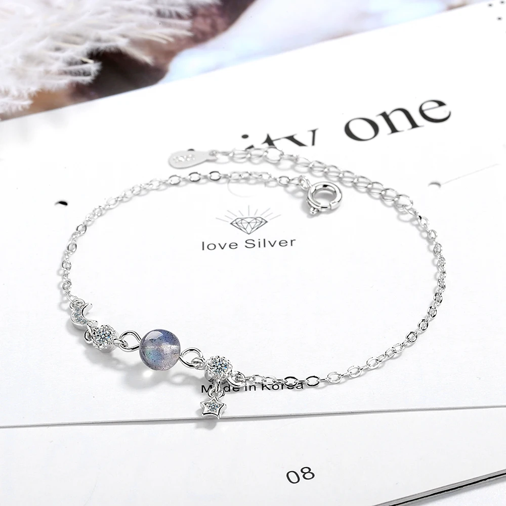 

Todorova Delicate Crystal Moonstone Star Bracelet For Women Girls Kids Child Minimal CZ Bracelet Femme Planet Jewellery
