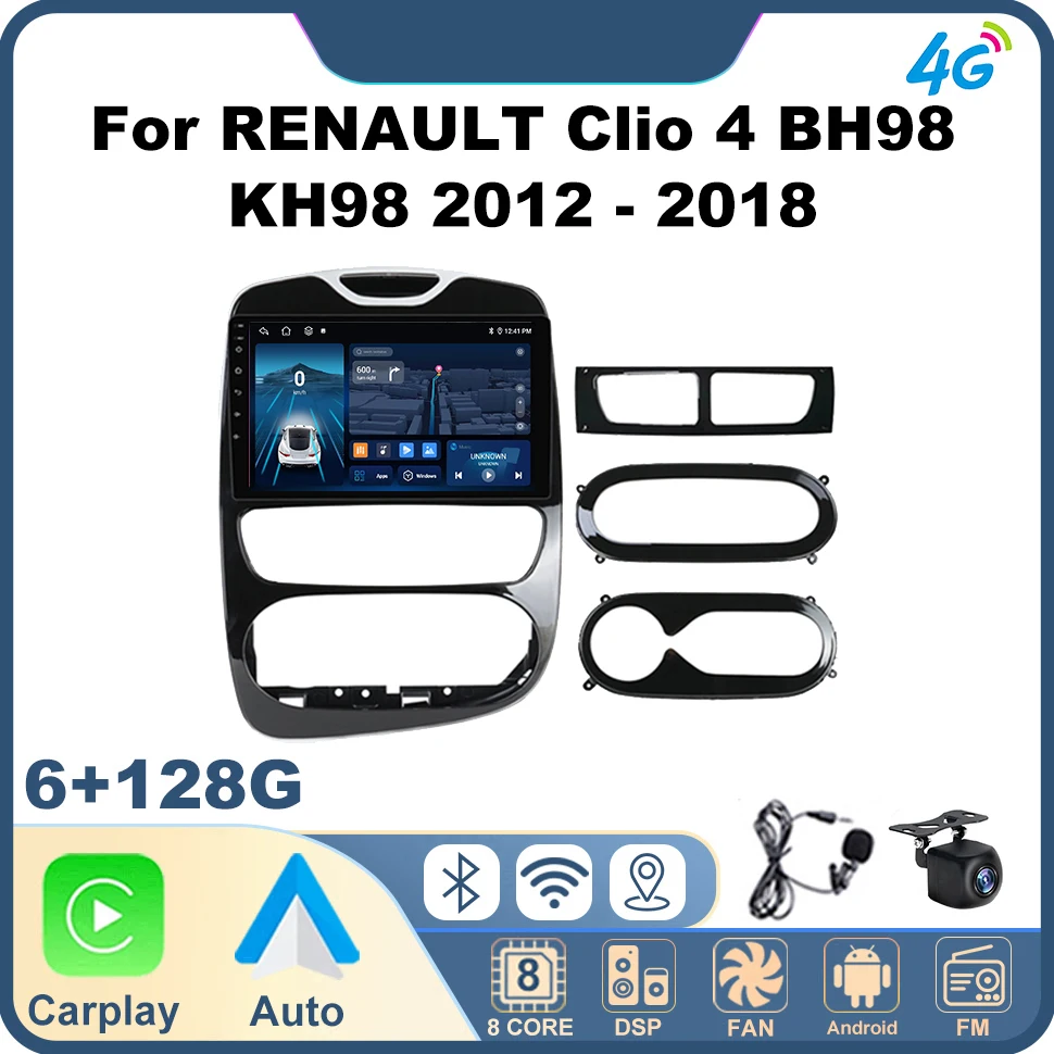 Автомобильное стерео радио для RENAULT Clio 4 BH98 KH98 2012-2018 CarPlay 8core 4G Wifi FM RDS DSP Android Auto Car Audio
