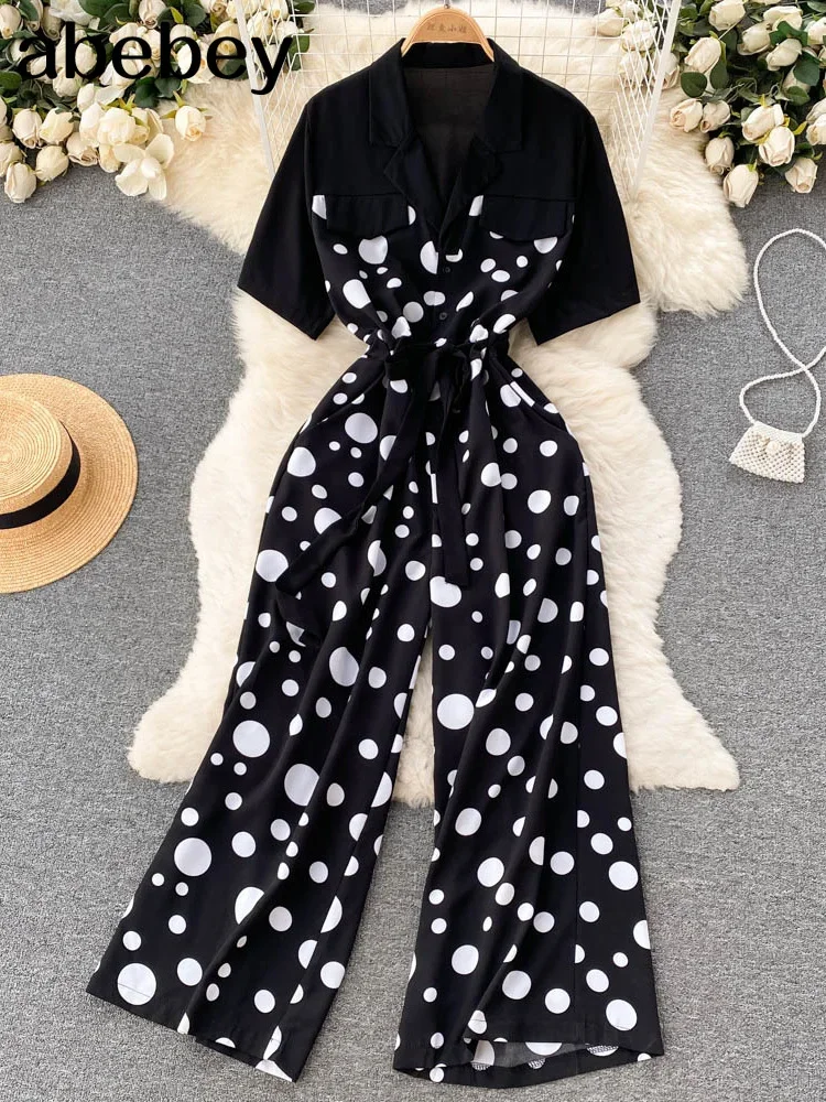 Комбинезон женский летний с коротким рукавом широкие штаны 20122