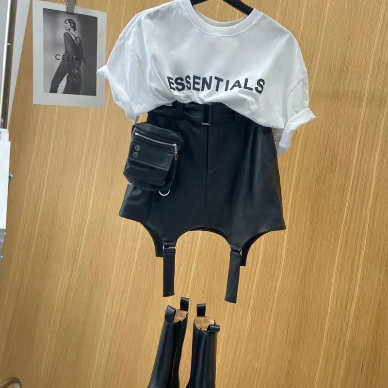 

European Style Women Skirt Natural 100% Sheepskin Leather 2019 Fashion Knee-Length Skirt Real Sheepskin Leather Sashes Decorate