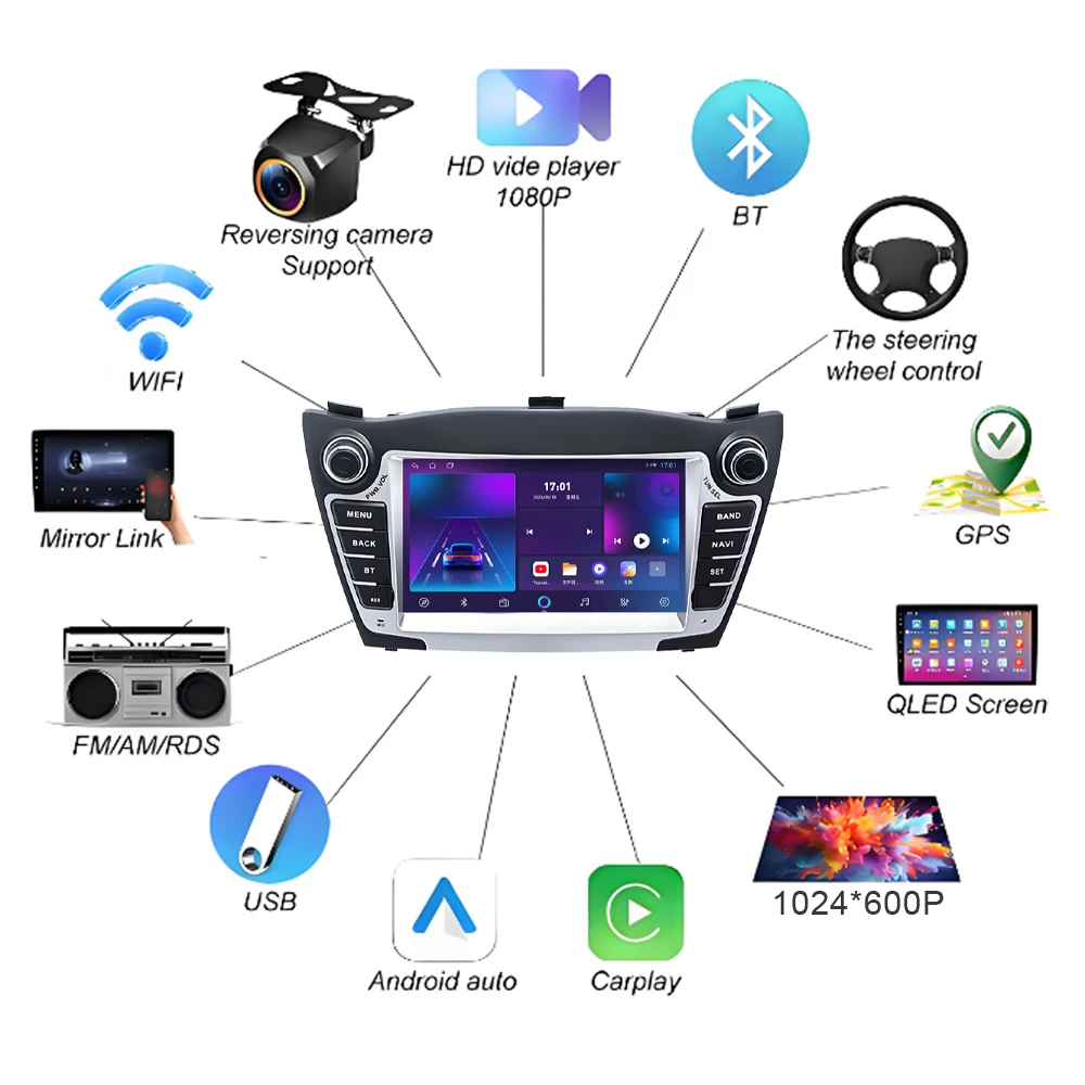 Фото Автомагнитола Android 16 для Hyundai IX35 Tucson 2 LM 2009-2015, мультимедийная система с Wi-Fi, Bluetooth, GPS-навигацией, без DVD, 2DIN №4