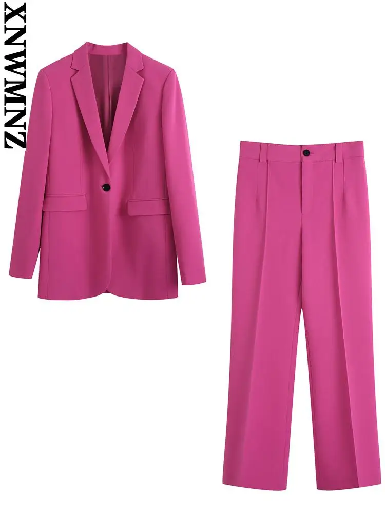 

XNWMNZ girls 2 piece sets womens outfits fashion single button blazer coat high waist straight pants office professional wear