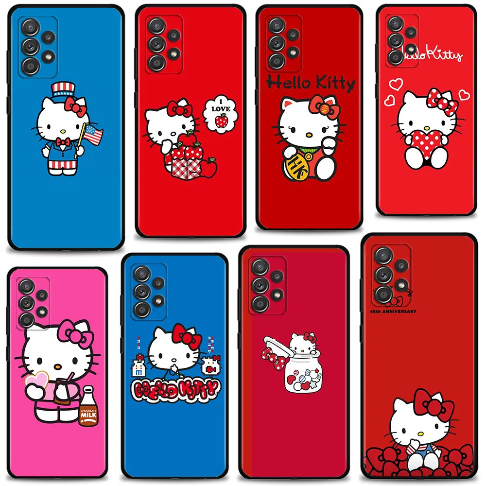

Camera Protection Case For Samsung Galaxy A12 A52 A51 A32 A21s A71 A02s A31 A72 A11 A03 Phone Cover Lovely Hello Kitty