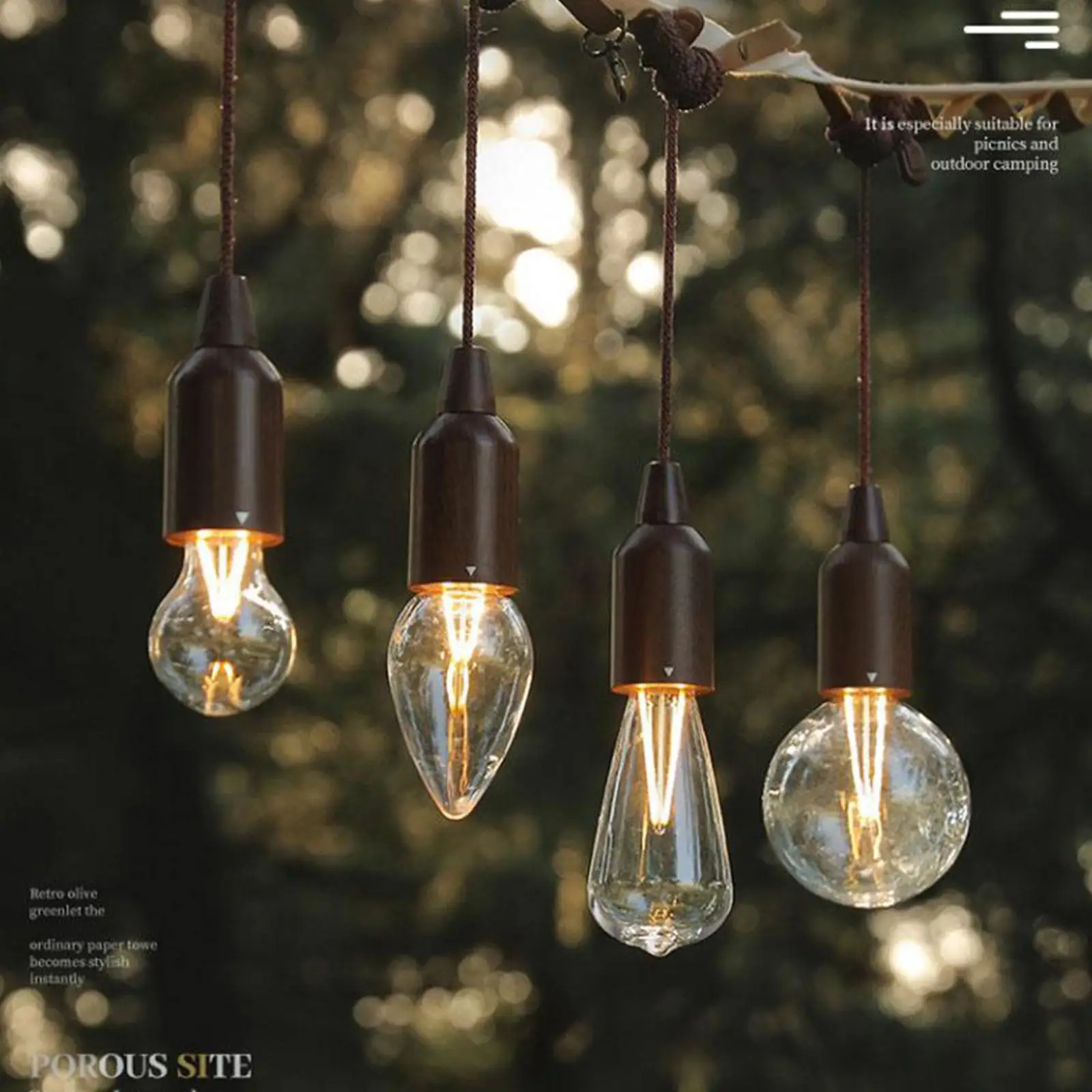 

Outdoor Pull Cord Lights Camping Tent Lights Atmosphere Lights Christmas Decoration Retro Spherical Lighting Pull Rope Lights