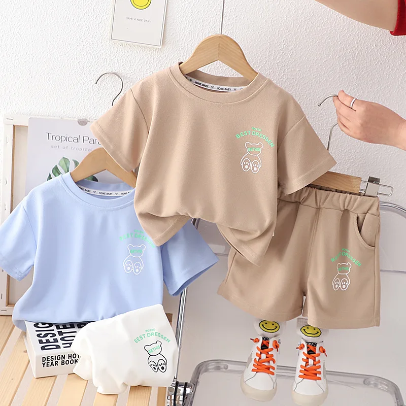 Toddler Kids Clothes Summer T-Shirt Short Pants Baby Boys Clothes set Girls Cotton Clothing Sets Outfits 2pcs Set