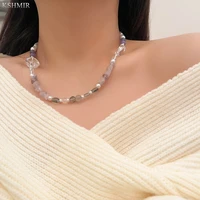 design feeling stone beaded pearl necklace retro ins niche design feeling clavicle chain neck chain 2022 springsummer