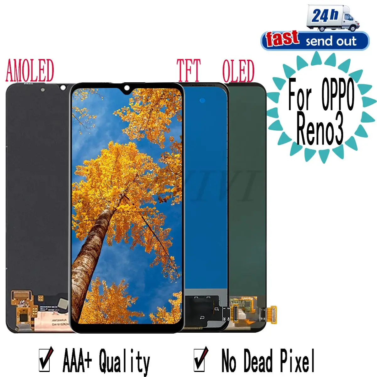 

6.4" K7 AMOLED LCD For OPPO Reno3 LCD Display Touch Screen Digitizer Assembly Replacement For OPPO A91