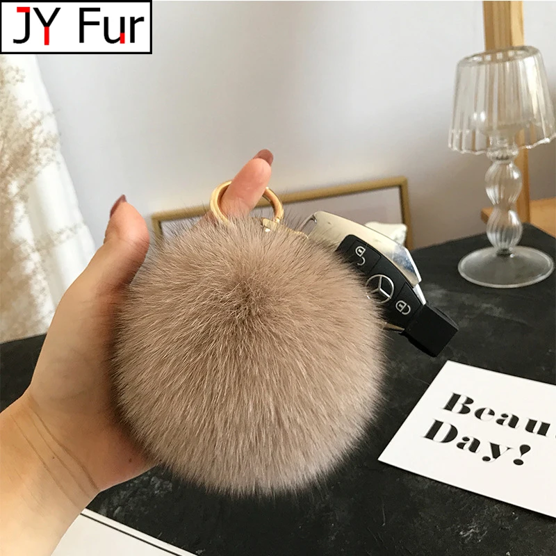 Fluffy Real Fox Fur Ball Poms portachiavi per donna lusso pompon portachiavi accessori borsa decorazione Emo Trinket gioielli regali