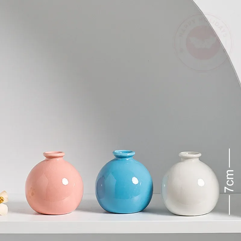 

Vase de décoration en céramique, 7cm, petite Base en céramique, Simple, japonais, pour la maison, salon, porche, blanc, rose,
