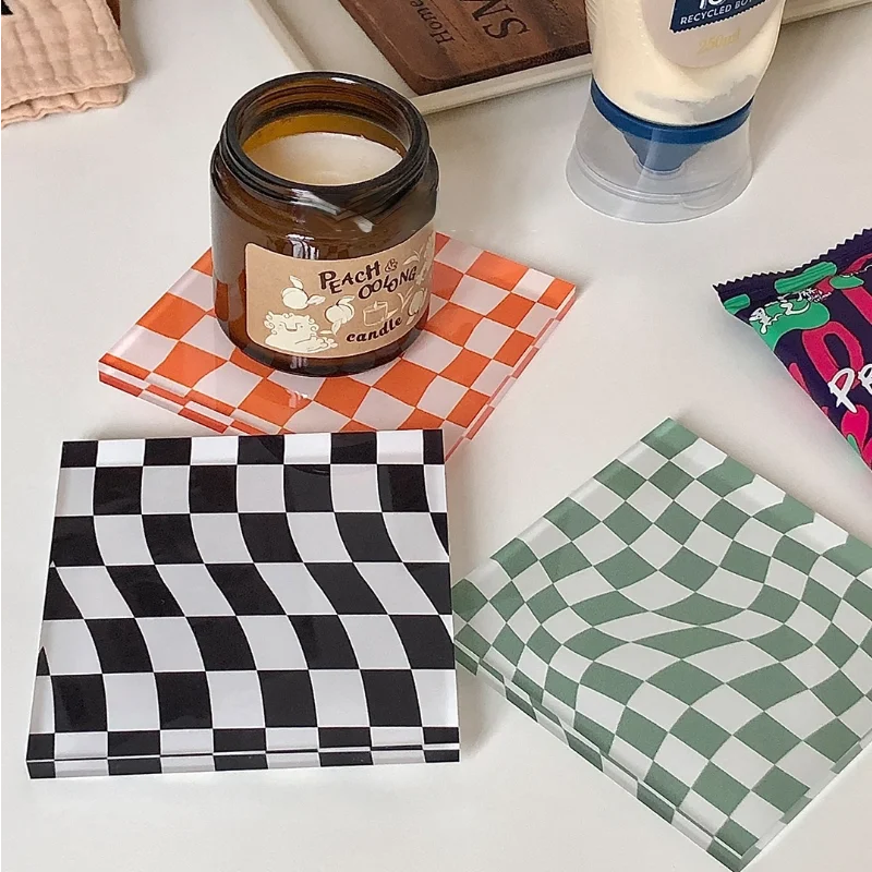 Cup Coaster Placemats for Cups Checkerboard Dinner Mat Nordic Home Photography Props Mats and Pads Mug |